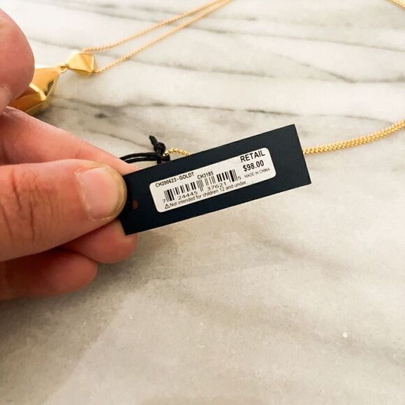 Cole Haan Geometric Gold Pendant Necklace, NWT Long Chain, Retail $98 - Picture 4 of 7